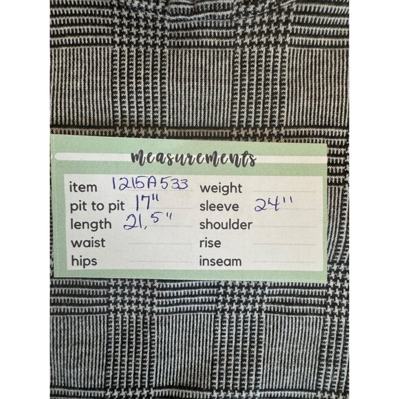 2/$30 Zara Trafaluc Small Gray Plaid Dainty Blouse Ruffled Cuffs High Neck - Picture 12 of 13